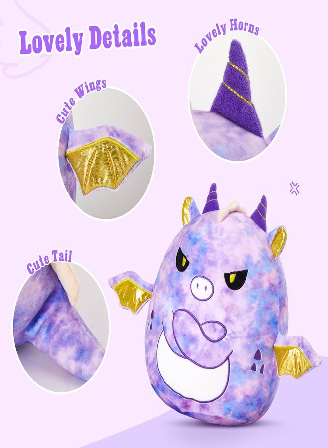 Glow Guards Original 12" Purple Tie-Dye Dragon Plush Pillow - Cute Stuffed Animal Soft Toy Dinosaur - Birthday Gift for Boys Girls Kids, The Angry Dragon - Image 3